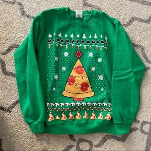 Ugly Christmas sweatshirt size small Pizza holiday